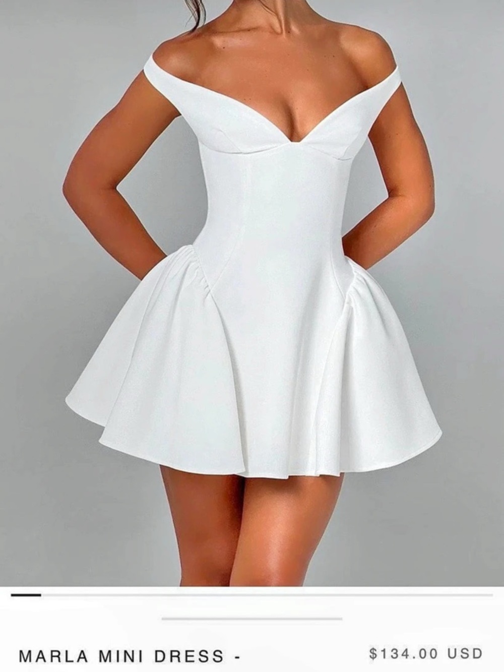 BABYBOO Marla Mini Dress Mini Off-Shoulder Dress in White